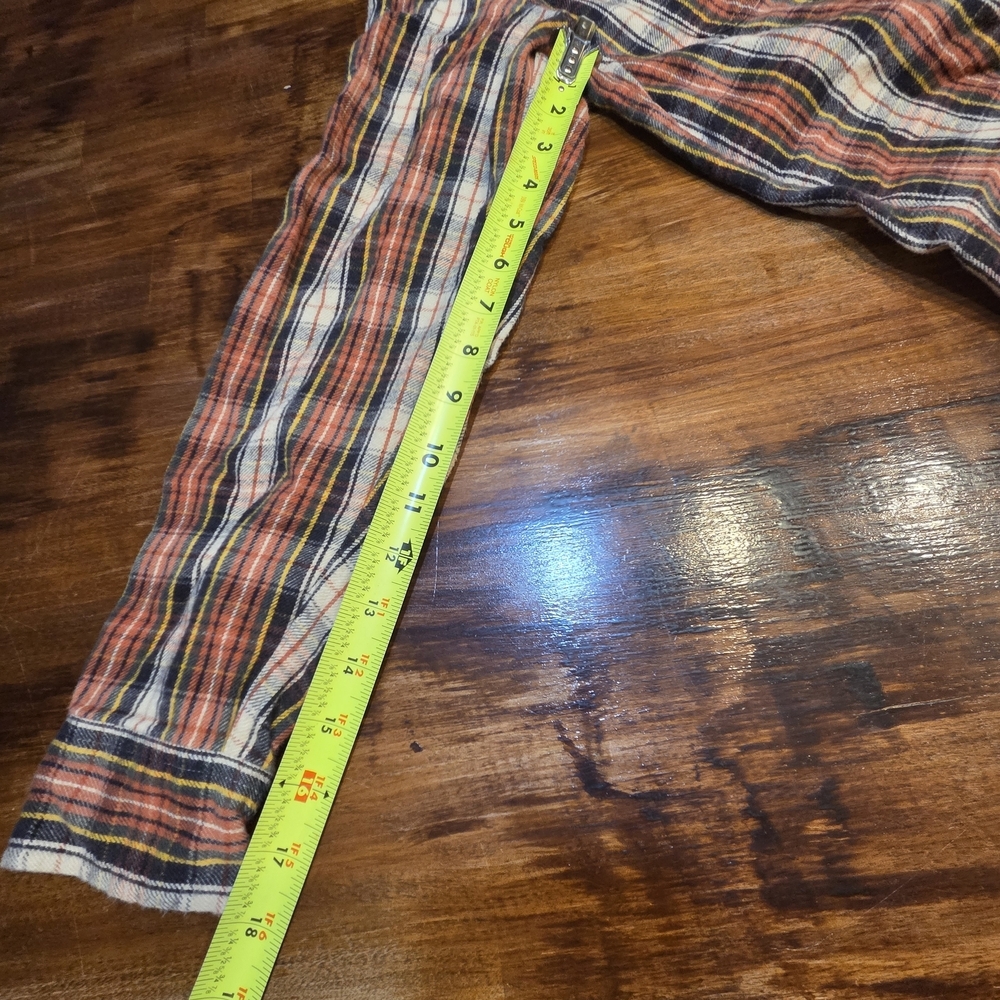 J Crew California Midweight Flannel Button Orange Plaid Slim Mens M Lumberjack - Picture 4 of 8